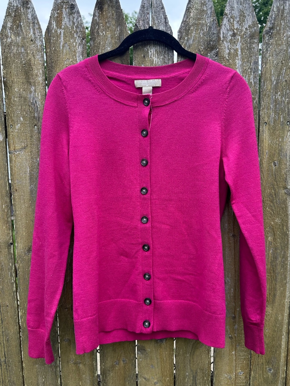 Banana Republic Merino Wool Blend Cranberry Crew Neck Button Cardigan Size Small